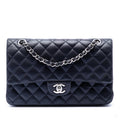 Second hand Chanel Classic Double Flap Medium Lambskin Leather Matelassè Shoulder Bag Blue - Tabita Bags
