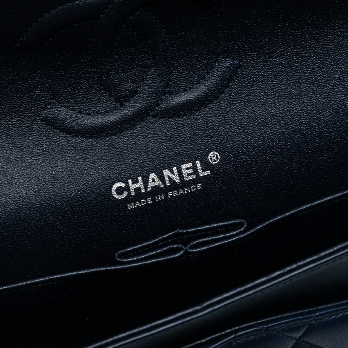 Second hand Chanel Classic Double Flap Medium Lambskin Leather Matelassè Shoulder Bag Blue - Tabita Bags