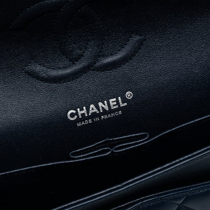 Second hand Chanel Classic Double Flap Medium Lambskin Leather Matelassè Shoulder Bag Blue - Tabita Bags
