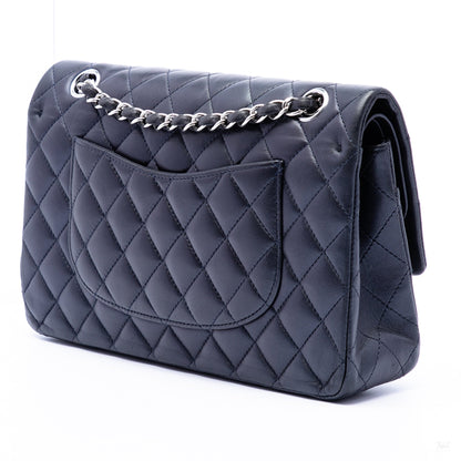 Second hand Chanel Classic Double Flap Medium Lambskin Leather Matelassè Shoulder Bag Blue - Tabita Bags