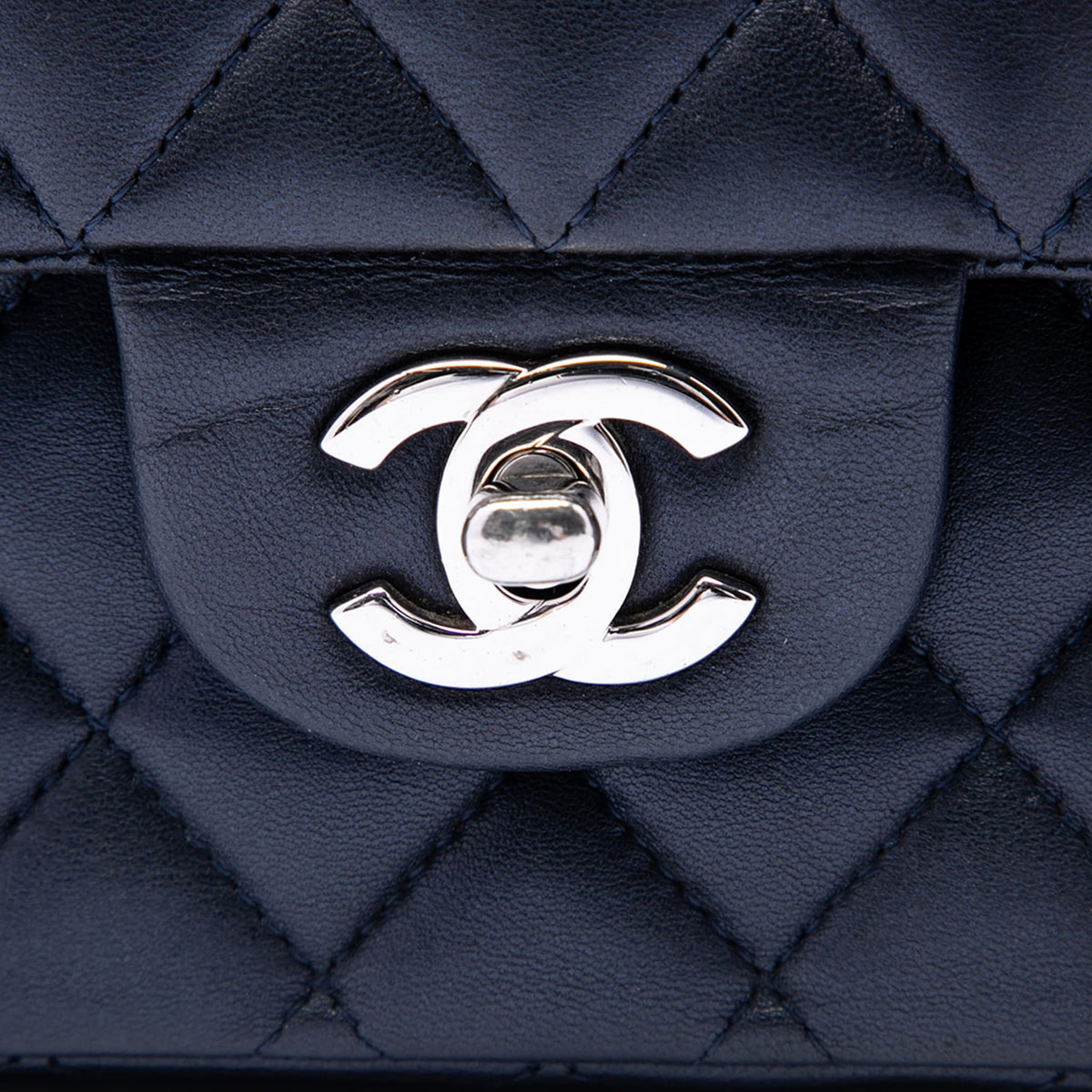 Second hand Chanel Classic Double Flap Medium Lambskin Leather Matelassè Shoulder Bag Blue - Tabita Bags
