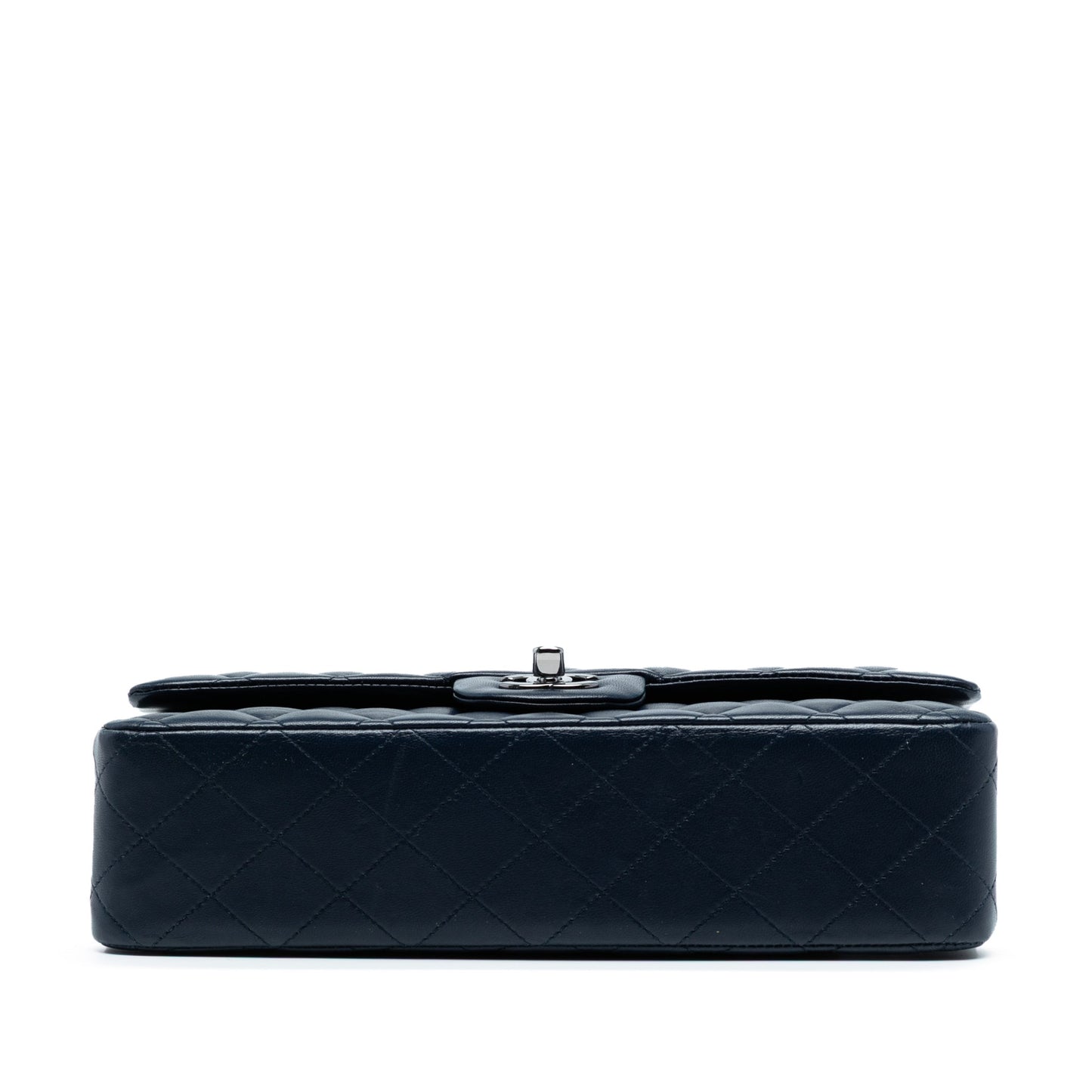 Second hand Chanel Classic Double Flap Medium Lambskin Leather Matelassè Shoulder Bag Blue - Tabita Bags