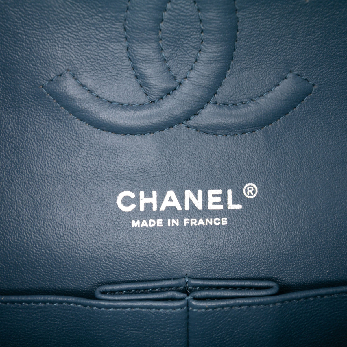 Second hand Chanel Classic Double Flap Medium Lambskin Leather Matelassè Shoulder Bag Blue - Tabita Bags
