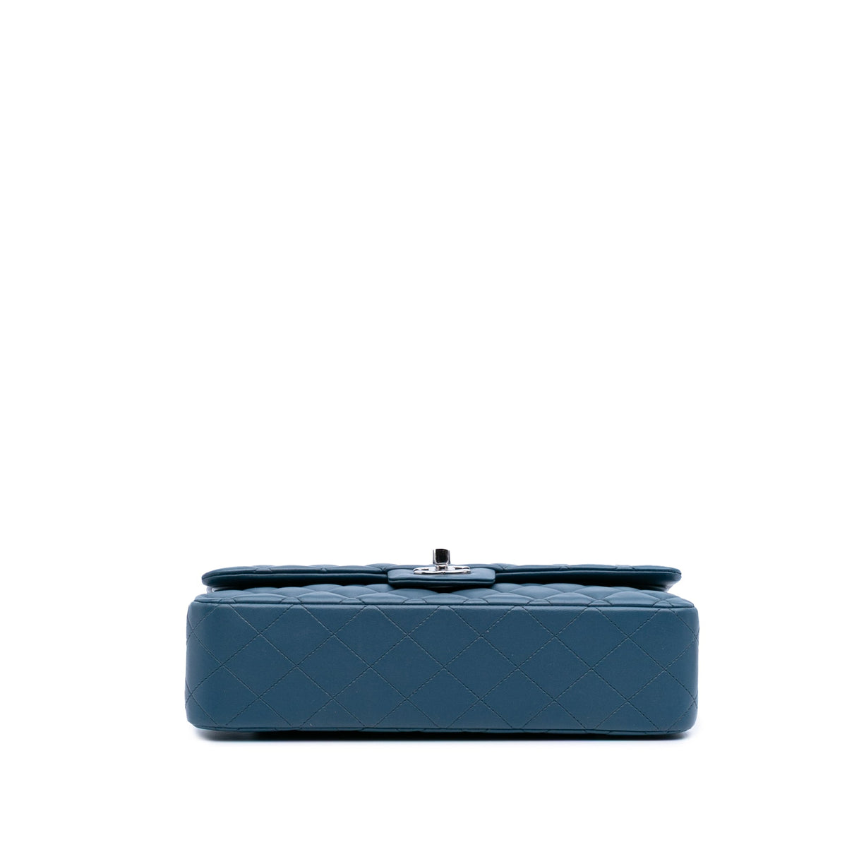 Second hand Chanel Classic Double Flap Medium Lambskin Leather Matelassè Shoulder Bag Blue - Tabita Bags