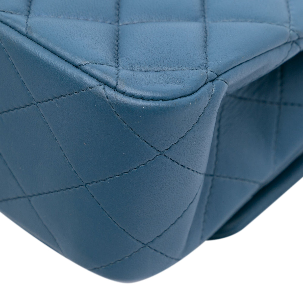 Second hand Chanel Classic Double Flap Medium Lambskin Leather Matelassè Shoulder Bag Blue - Tabita Bags