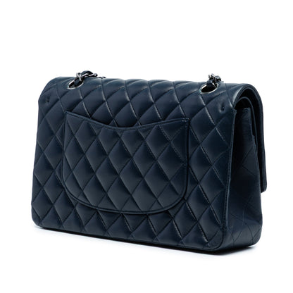 Second hand Chanel Classic Double Flap Medium Lambskin Leather Matelassè Shoulder Bag Blue - Tabita Bags