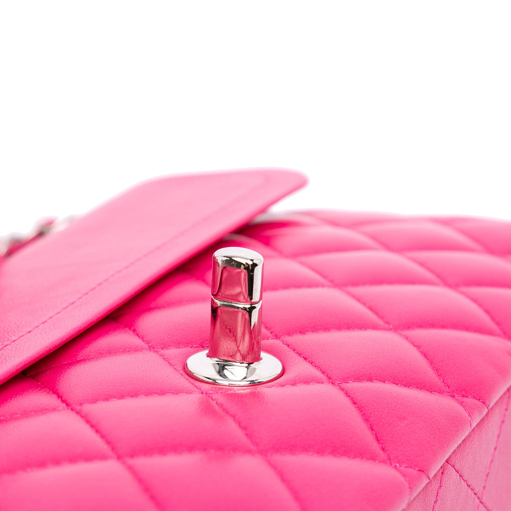 Second hand Chanel Classic Double Flap Medium Lambskin Leather Matelassè Shoulder Bag Pink - Tabita Bags
