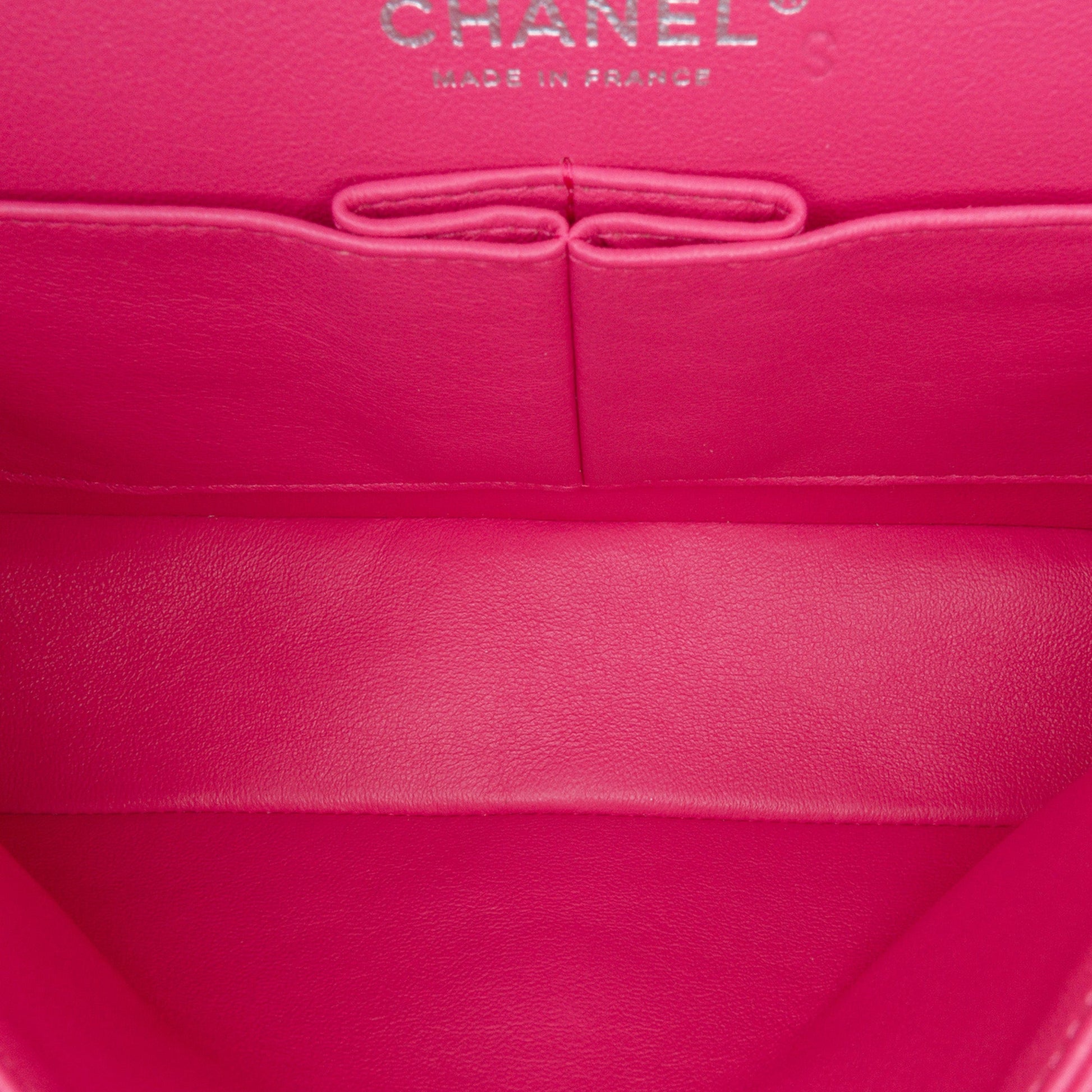 Second hand Chanel Classic Double Flap Medium Lambskin Leather Matelassè Shoulder Bag Pink - Tabita Bags