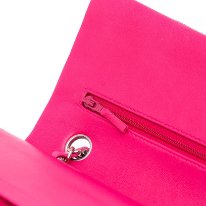 Second hand Chanel Classic Double Flap Medium Lambskin Leather Matelassè Shoulder Bag Pink - Tabita Bags