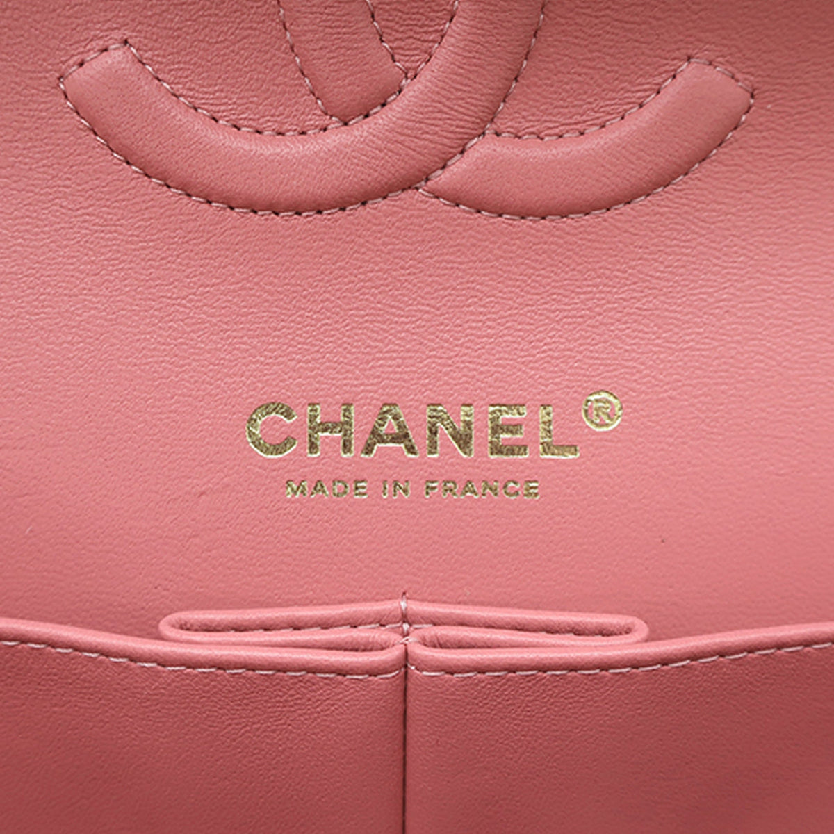 Second hand Chanel Classic Double Flap Medium Lambskin Leather Matelassè Shoulder Bag Pink - Tabita Bags