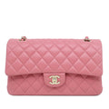 Second hand Chanel Classic Double Flap Medium Lambskin Leather Matelassè Shoulder Bag Pink - Tabita Bags
