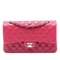 Second hand Chanel Classic Double Flap Medium Lambskin Leather Matelassè Shoulder Bag Pink - Tabita Bags