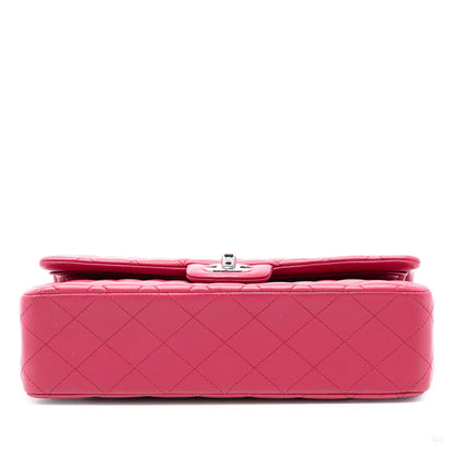 Second hand Chanel Classic Double Flap Medium Lambskin Leather Matelassè Shoulder Bag Pink - Tabita Bags