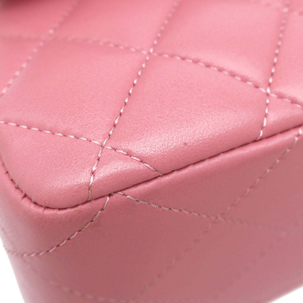 Second hand Chanel Classic Double Flap Medium Lambskin Leather Matelassè Shoulder Bag Pink - Tabita Bags