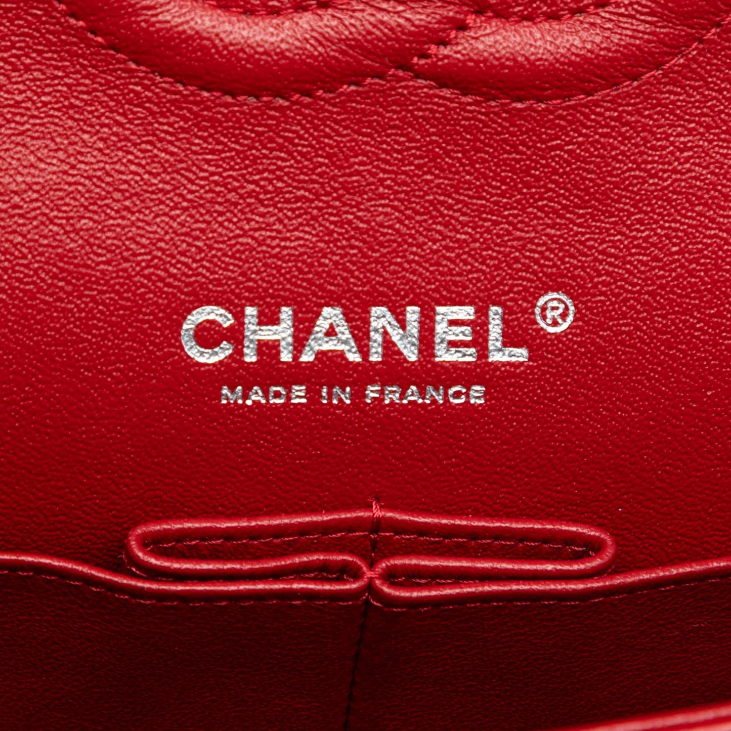 Second hand Chanel Classic Double Flap Medium Lambskin Leather Matelassè Shoulder Bag Red - Tabita Bags
