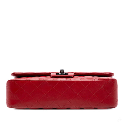 Second hand Chanel Classic Double Flap Medium Lambskin Leather Matelassè Shoulder Bag Red - Tabita Bags
