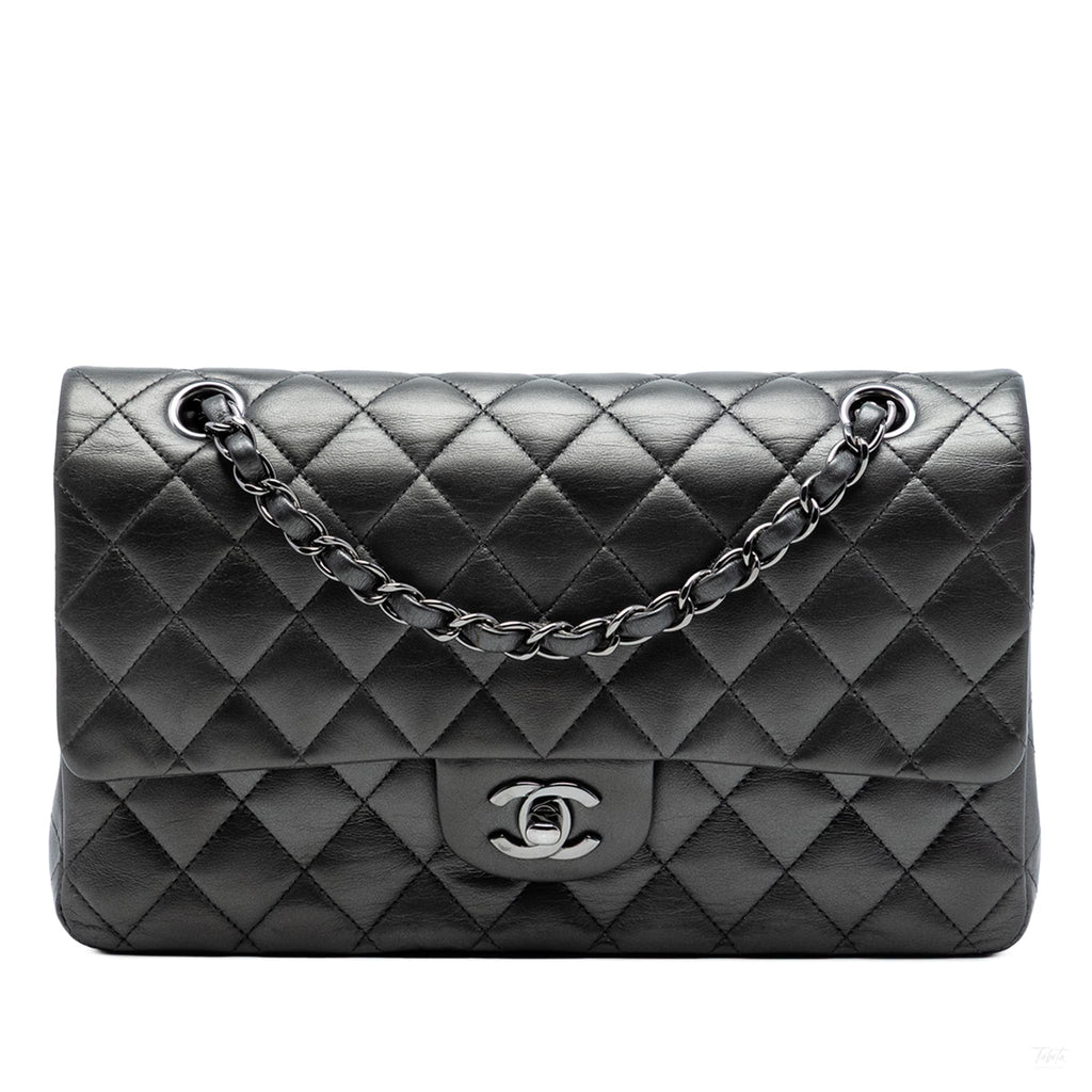 Second hand Chanel Classic Double Flap Medium Lambskin Leather Matelassè Shoulder Bag So Black - Tabita Bags