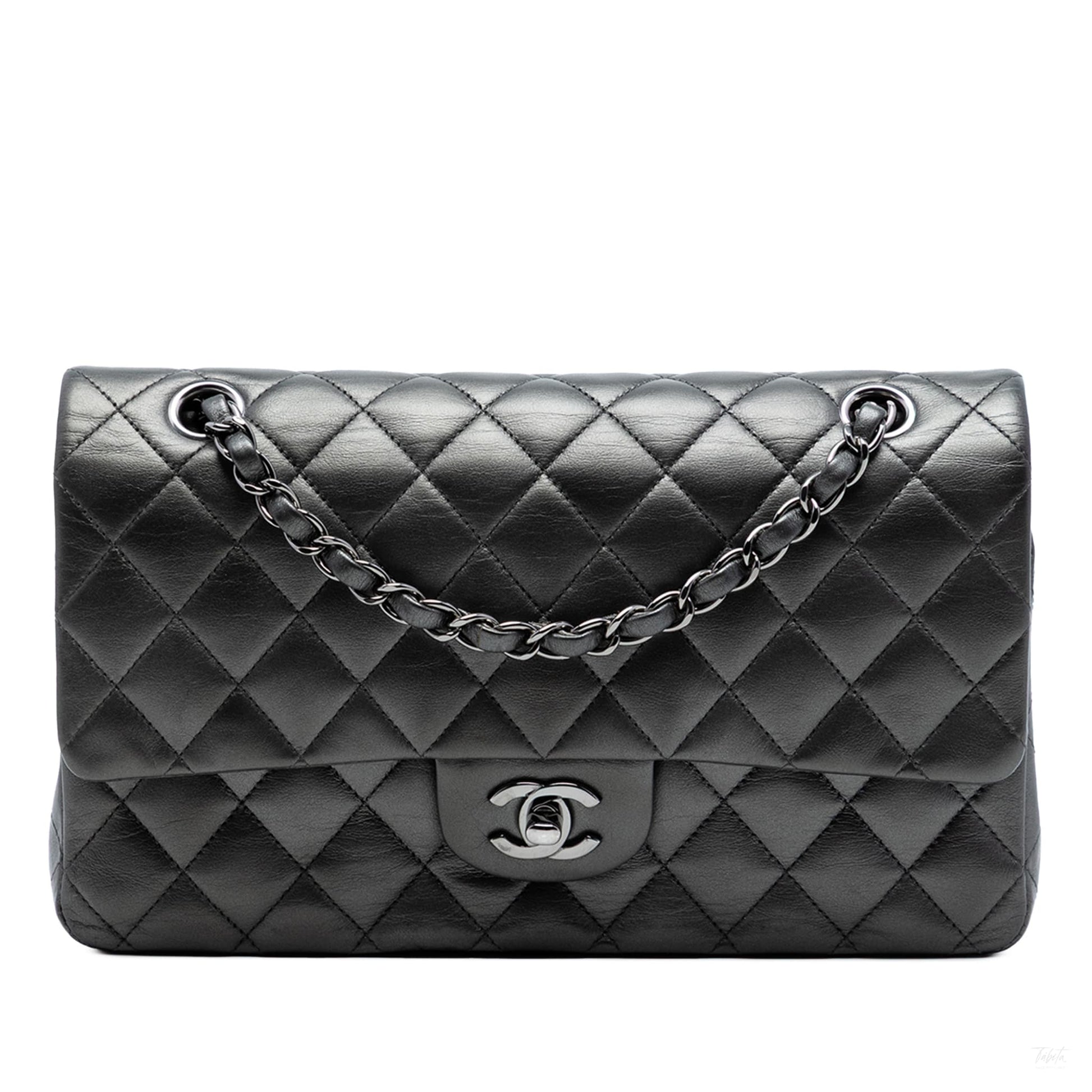 Second hand Chanel Classic Double Flap Medium Lambskin Leather Matelassè Shoulder Bag So Black - Tabita Bags