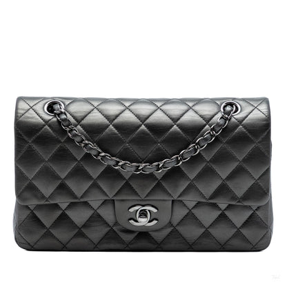 Second hand Chanel Classic Double Flap Medium Lambskin Leather Matelassè Shoulder Bag So Black - Tabita Bags