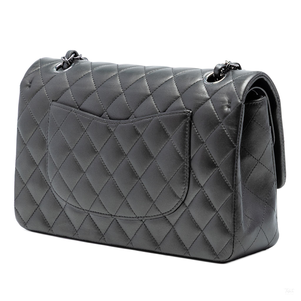 Second hand Chanel Classic Double Flap Medium Lambskin Leather Matelassè Shoulder Bag So Black - Tabita Bags