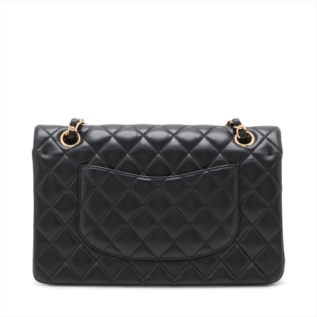Second hand Chanel Classic Double Flap Medium Leather Matelassè Shoulder Bag Black - Tabita Bags