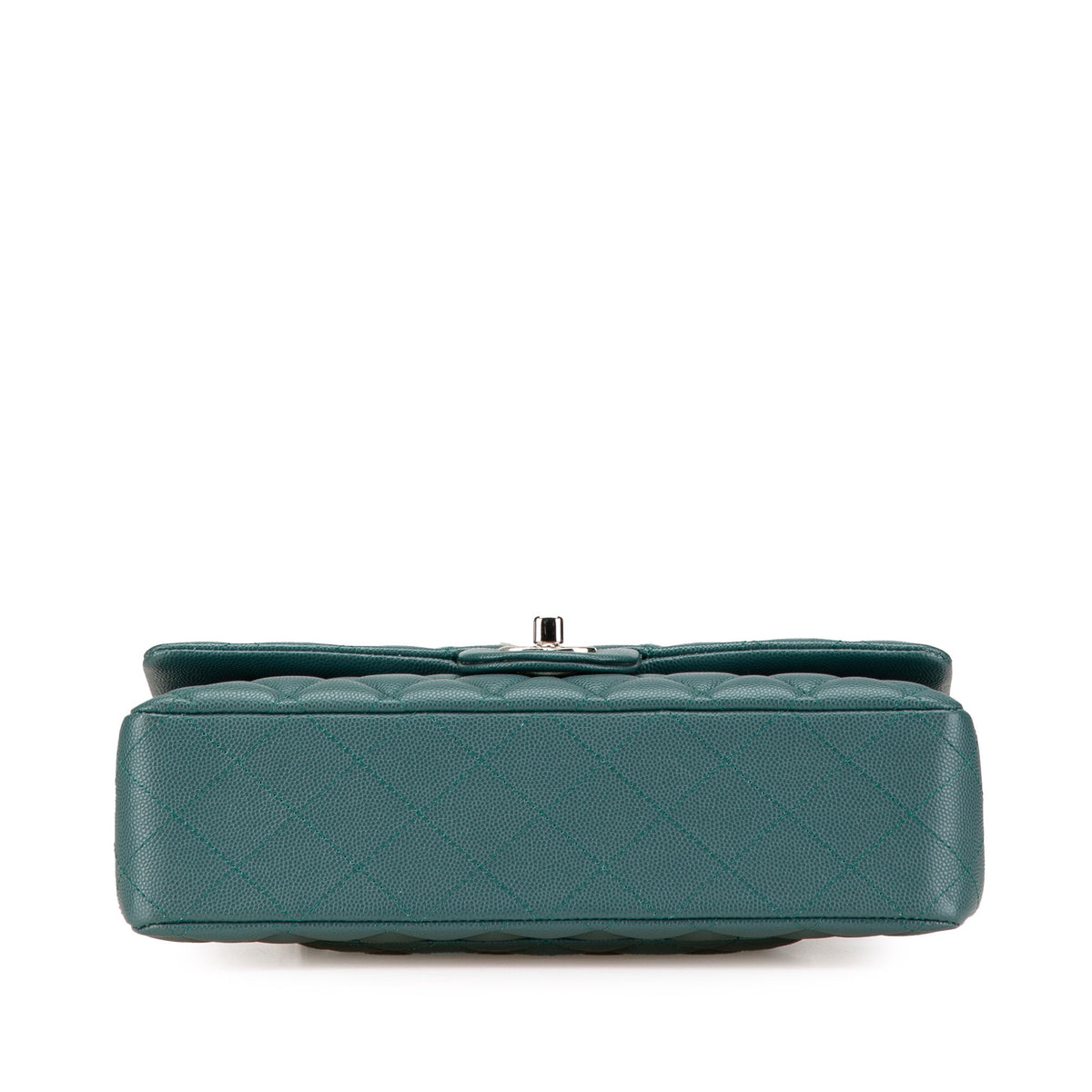 Second hand Chanel Classic Double Flap Medium Matelassè Caviar Leather Flap Shoulder Bag Green - Tabita Bags