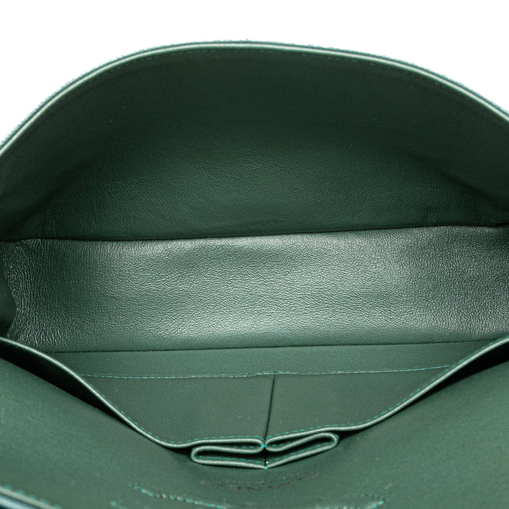 Second hand Chanel Classic Double Flap Medium Matelassè Caviar Leather Flap Shoulder Bag Green - Tabita Bags