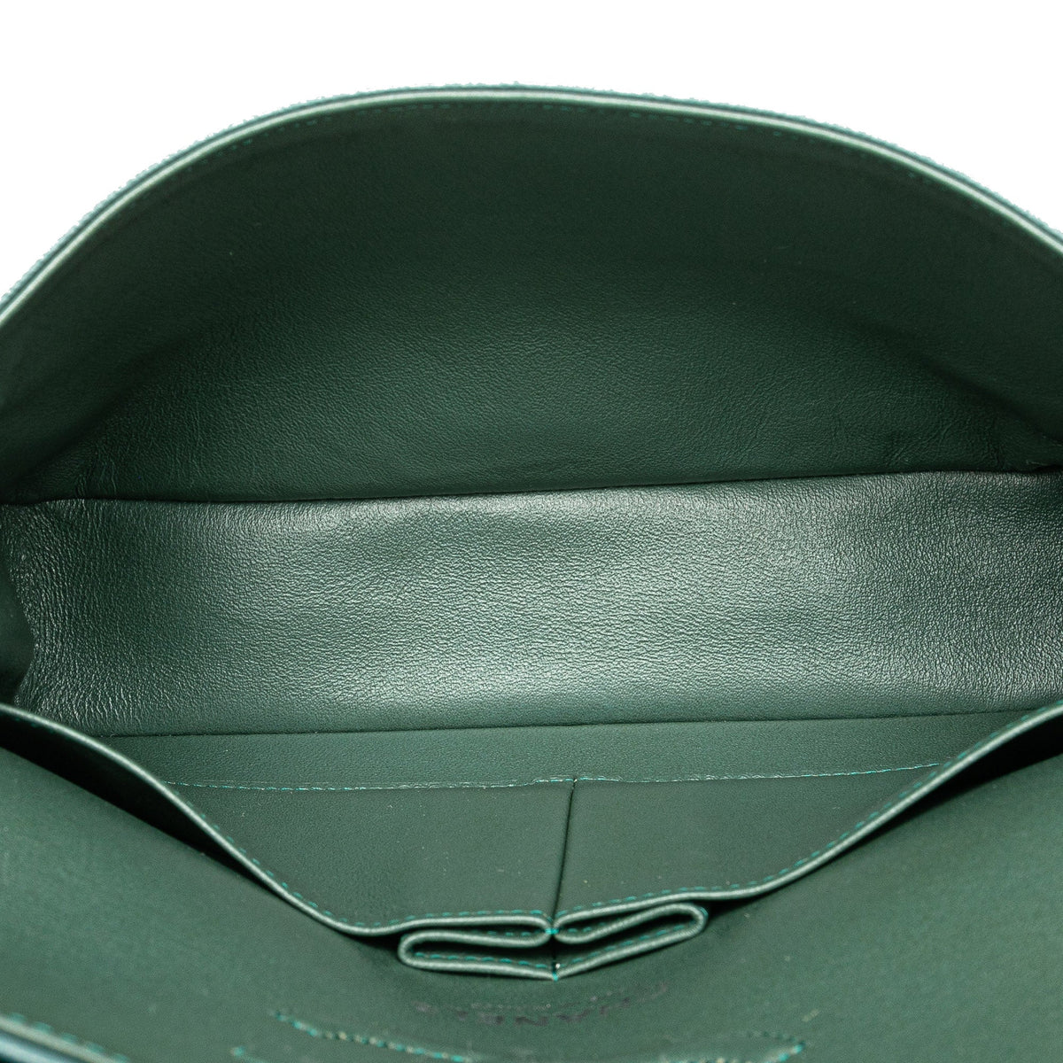 Second hand Chanel Classic Double Flap Medium Matelassè Caviar Leather Flap Shoulder Bag Green - Tabita Bags