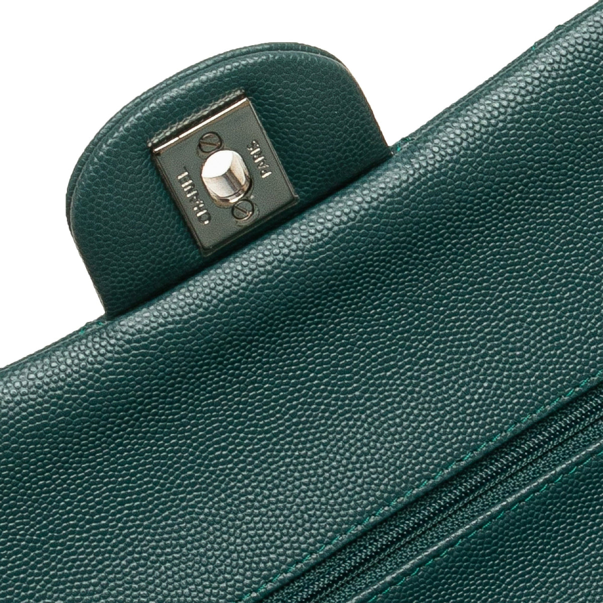 Second hand Chanel Classic Double Flap Medium Matelassè Caviar Leather Flap Shoulder Bag Green - Tabita Bags