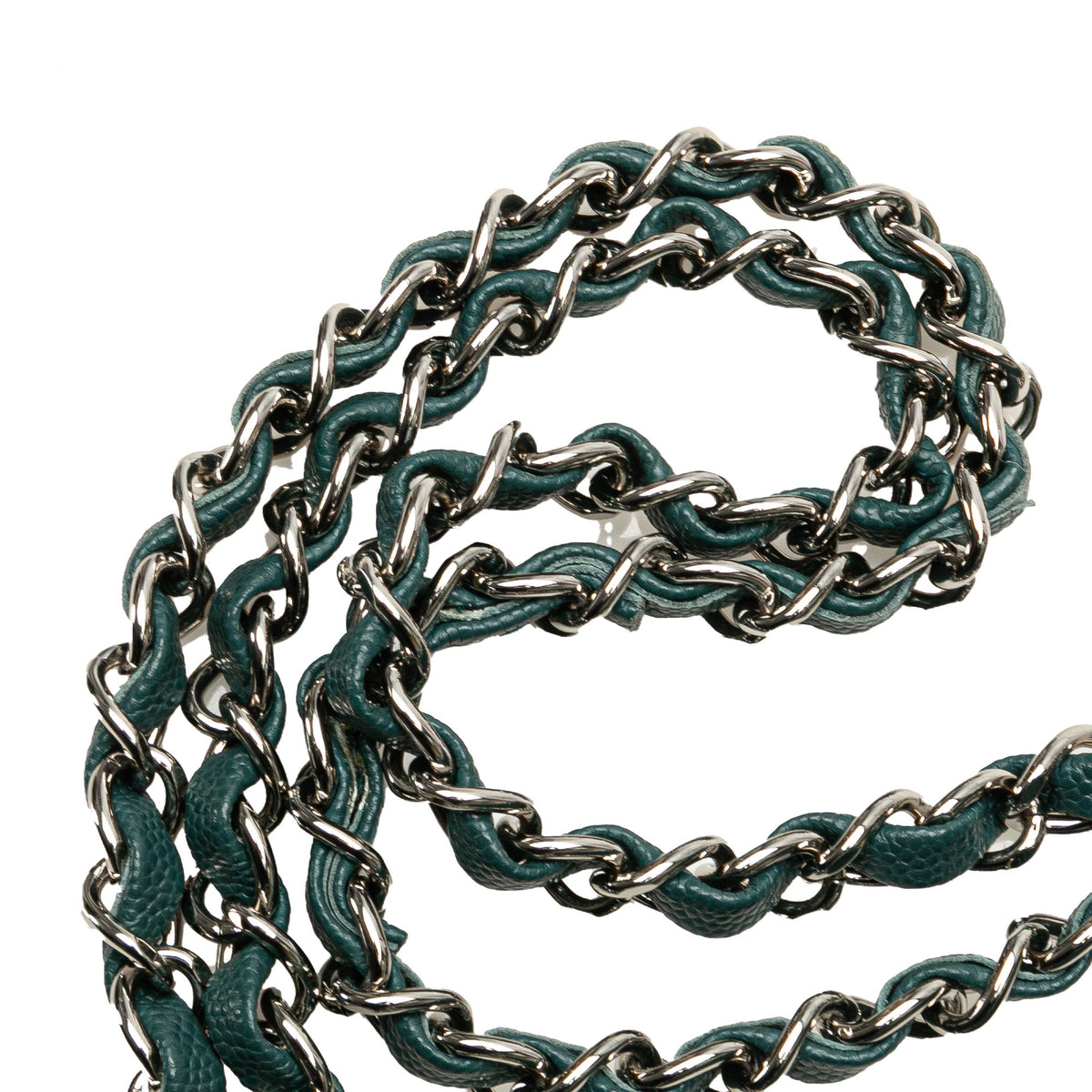 Second hand Chanel Classic Double Flap Medium Matelassè Caviar Leather Flap Shoulder Bag Green - Tabita Bags