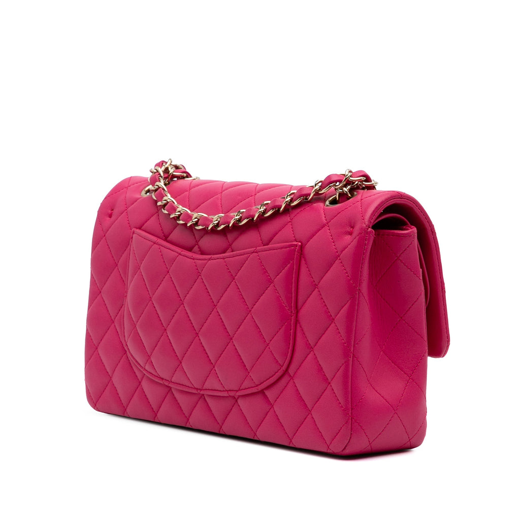 Second hand Chanel Classic Double Flap Medium Matelassè Caviar Leather Flap Shoulder Bag Pink - Tabita Bags