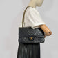 Second hand Chanel Classic Double Flap Medium Matelassè Lambskin Flap Bag Black - Tabita Bags