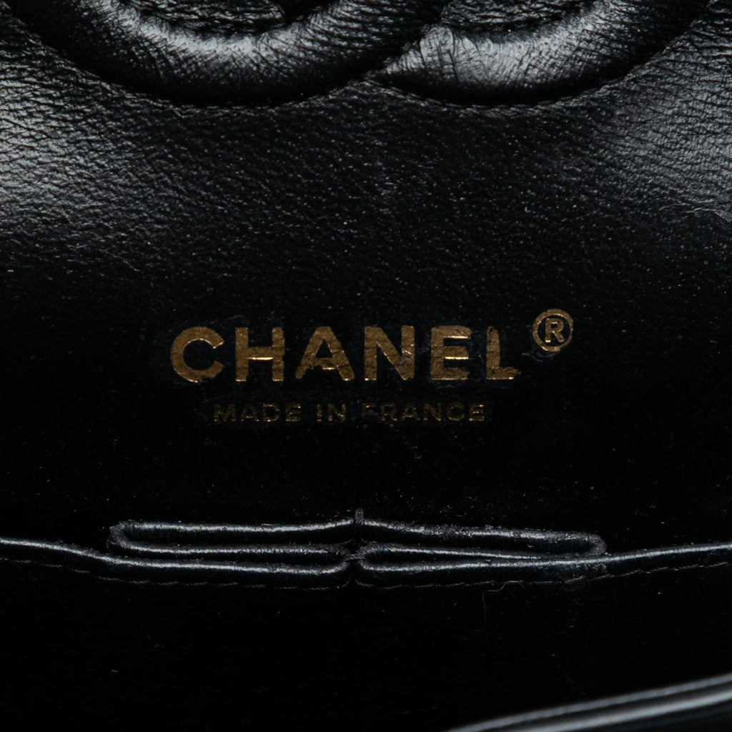 Second hand Chanel Classic Double Flap Medium Patent Leather Matelassè Shoulder Bag Black - Tabita Bags