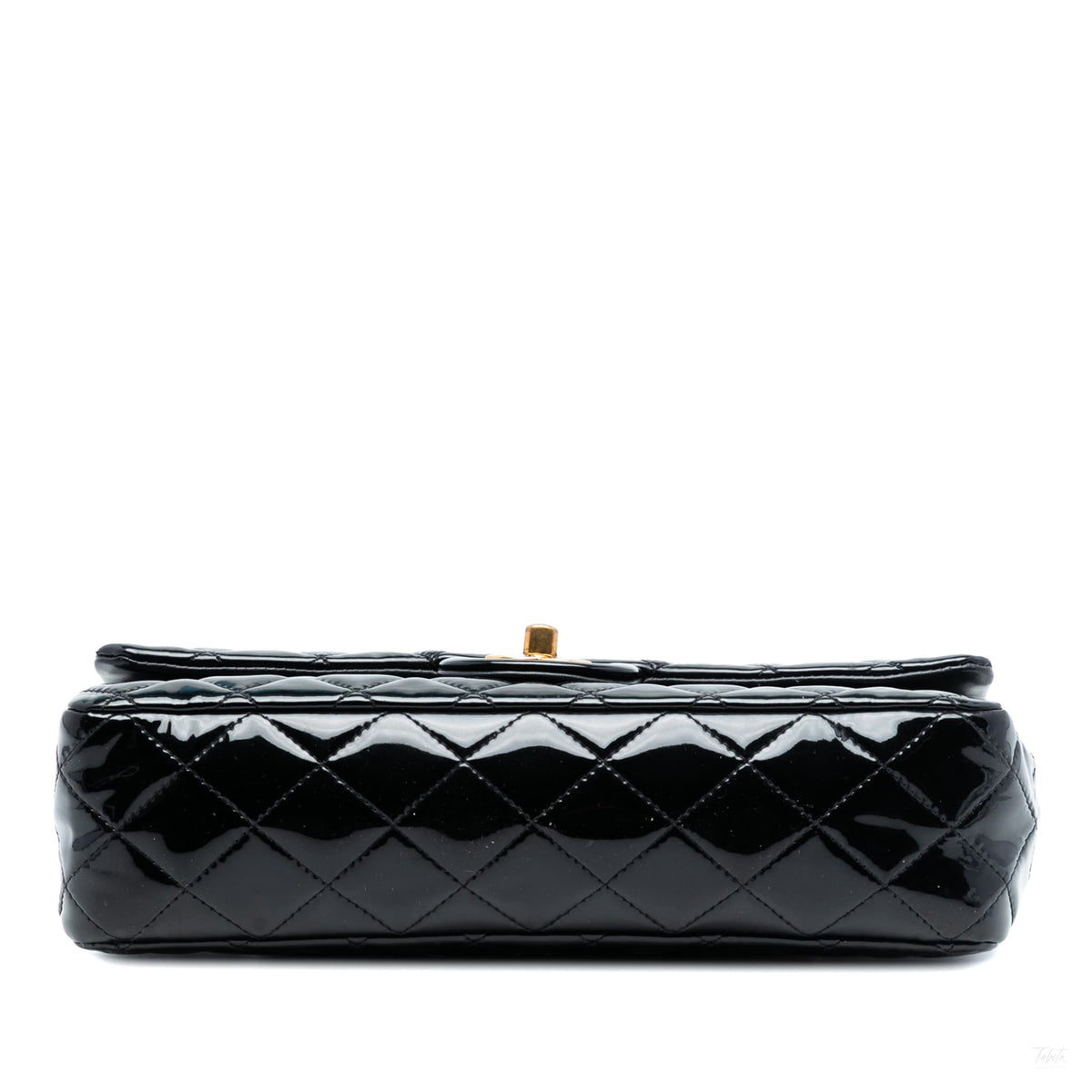 Second hand Chanel Classic Double Flap Medium Patent Leather Matelassè Shoulder Bag Black - Tabita Bags