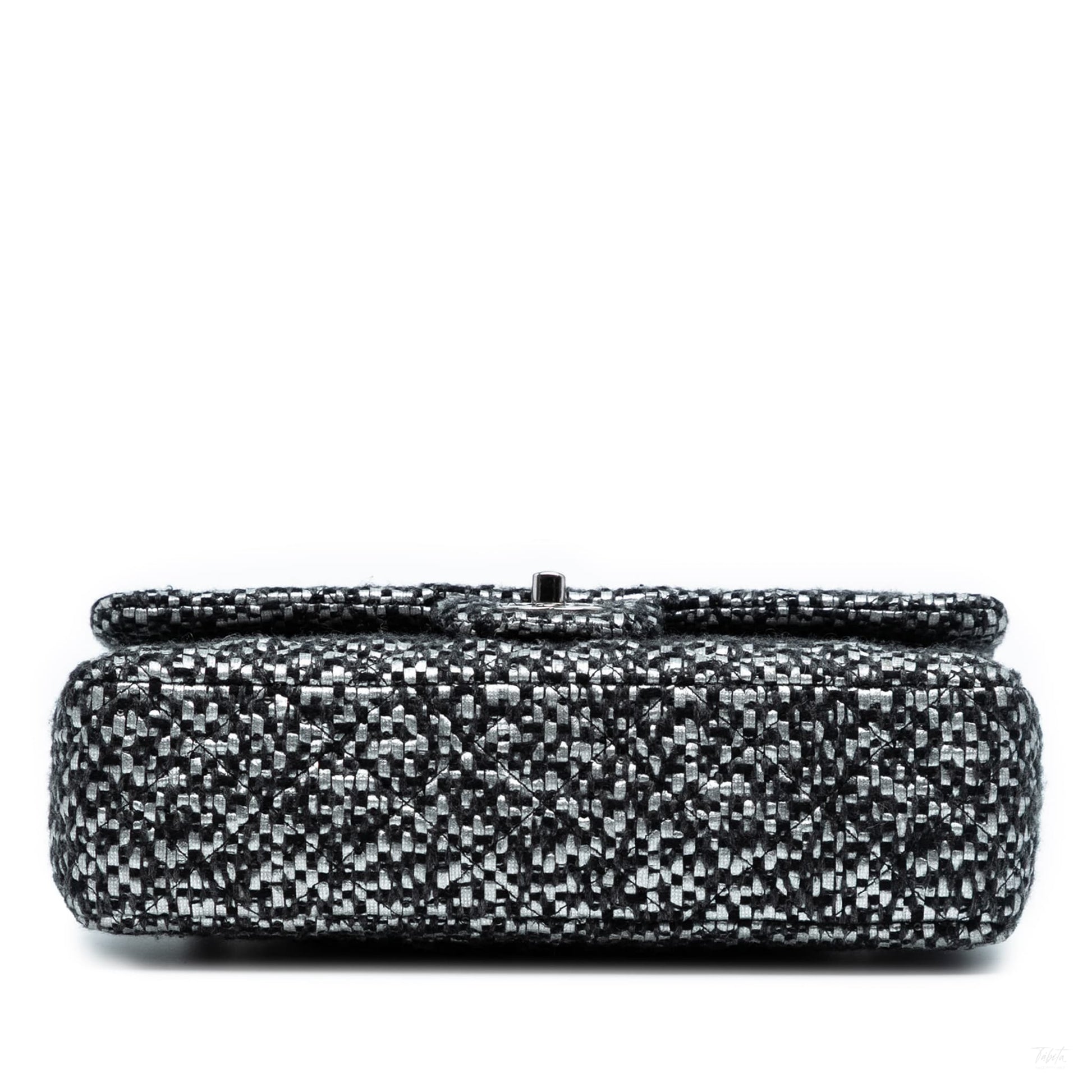 Second hand Chanel Classic Double Flap Medium Tweed Shoulder Bag Black - Tabita Bags