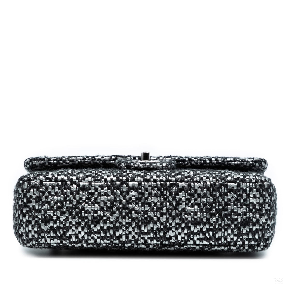 Second hand Chanel Classic Double Flap Medium Tweed Shoulder Bag Black - Tabita Bags