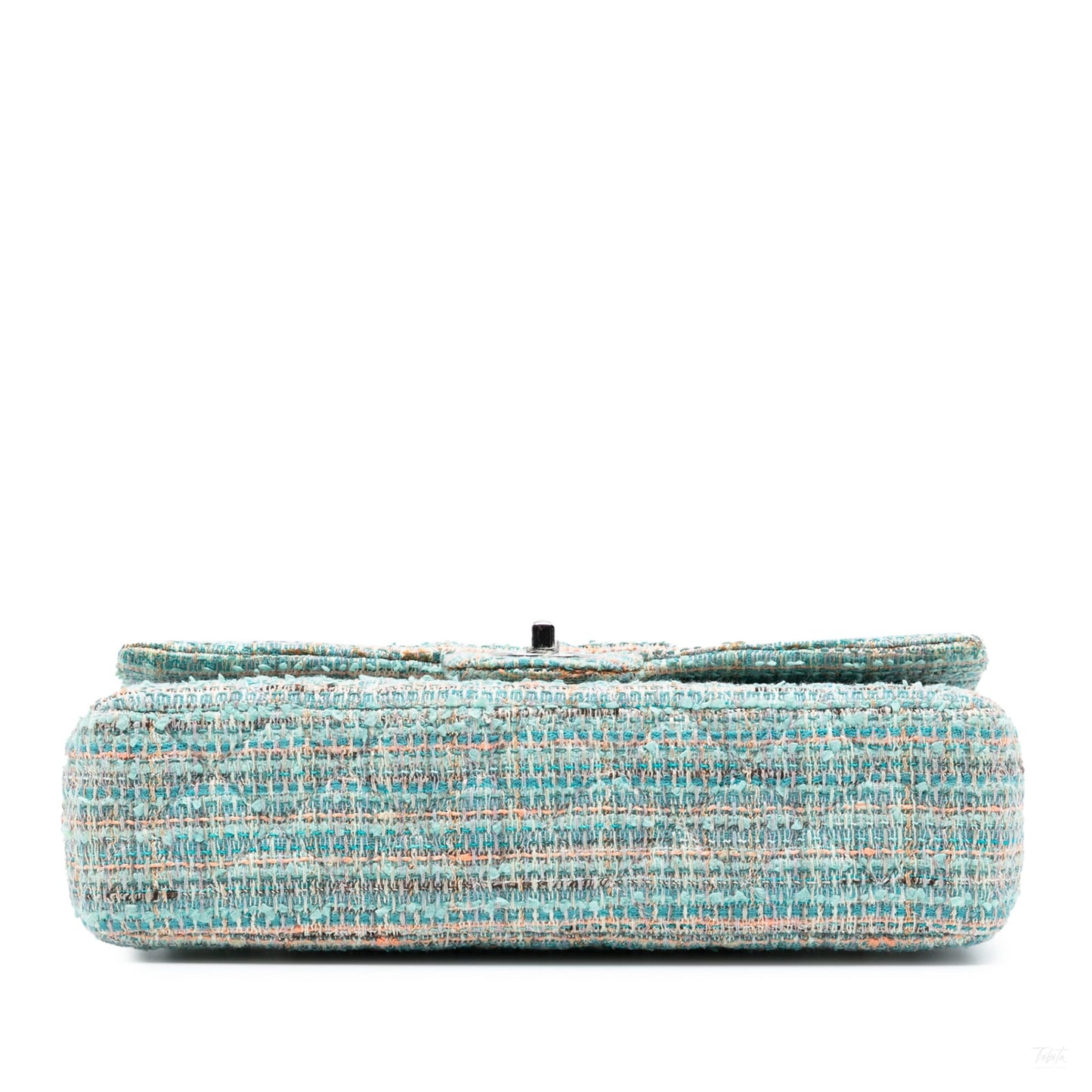 Second hand Chanel Classic Double Flap Medium Tweed Shoulder Bag Blue - Tabita Bags