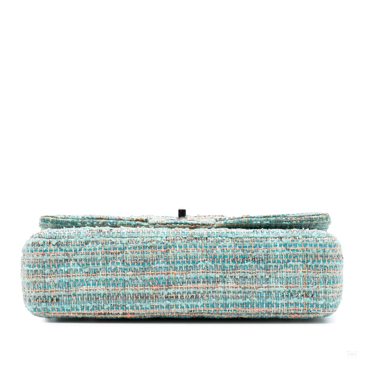 Second hand Chanel Classic Double Flap Medium Tweed Shoulder Bag Blue - Tabita Bags