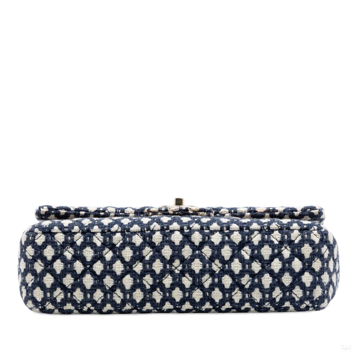 Second hand Chanel Classic Double Flap Medium Tweed Shoulder Bag Blue - Tabita Bags