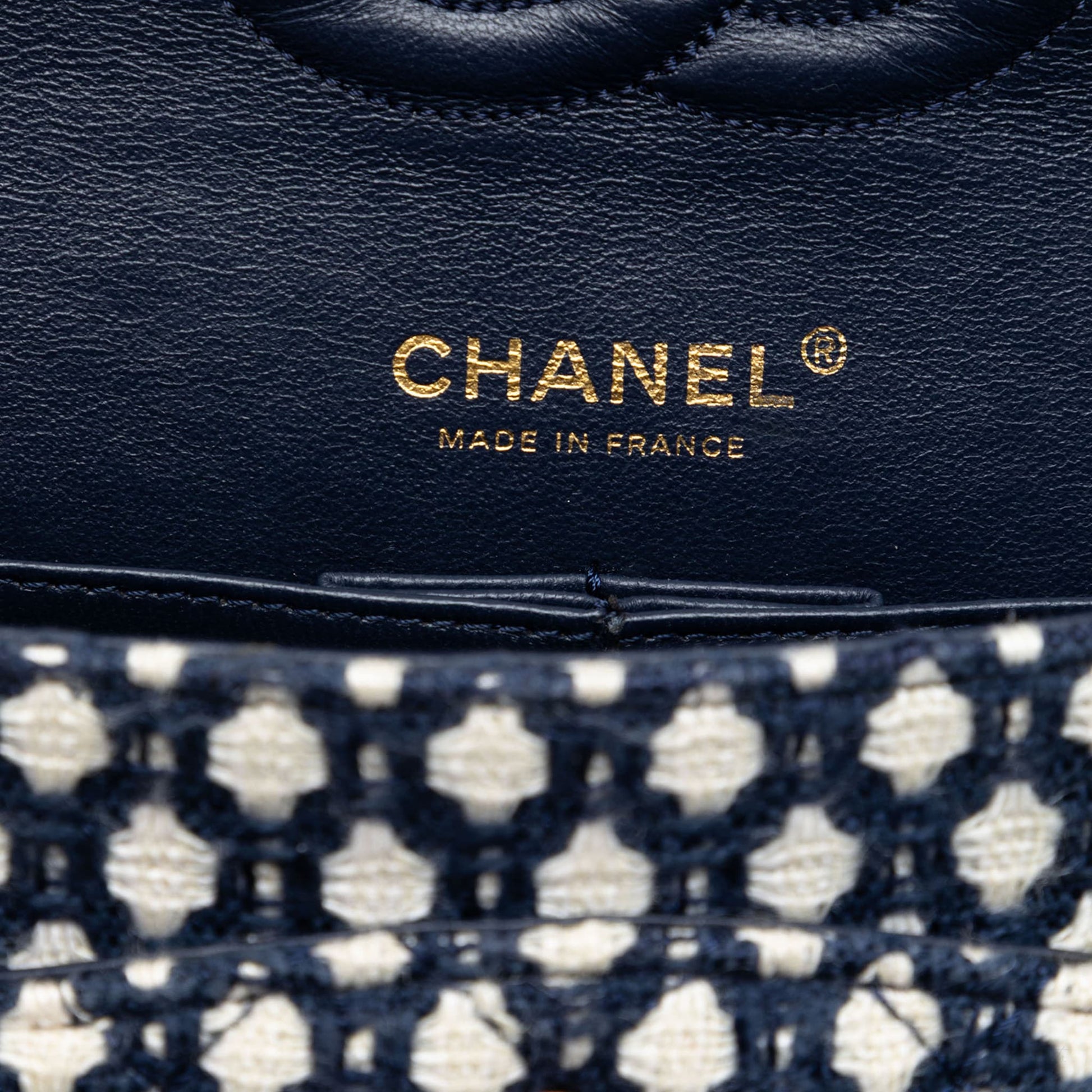 Second hand Chanel Classic Double Flap Medium Tweed Shoulder Bag Blue - Tabita Bags