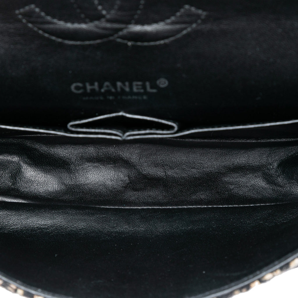 Second hand Chanel Classic Double Flap Medium Tweed Shoulder Bag Brown - Tabita Bags