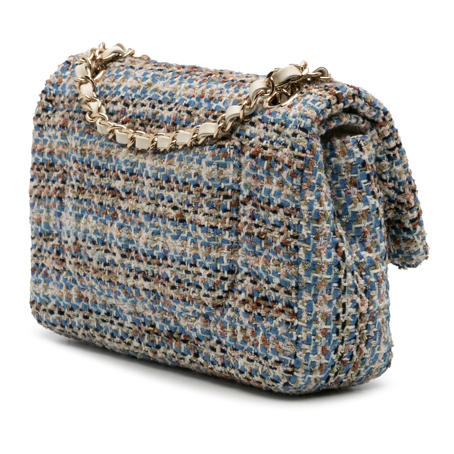 Second hand Chanel Classic Double Flap Medium Tweed Shoulder Bag Multicolor - Tabita Bags