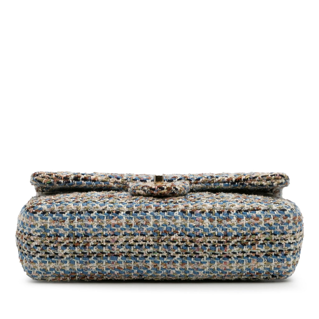 Second hand Chanel Classic Double Flap Medium Tweed Shoulder Bag Multicolor - Tabita Bags