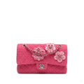 Second hand Chanel Classic Double Flap Medium Tweed Shoulder Bag Pink - Tabita Bags