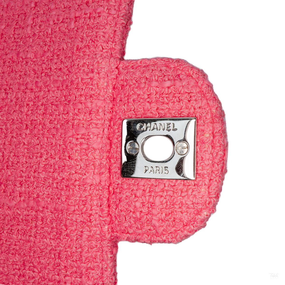 Second hand Chanel Classic Double Flap Medium Tweed Shoulder Bag Pink - Tabita Bags