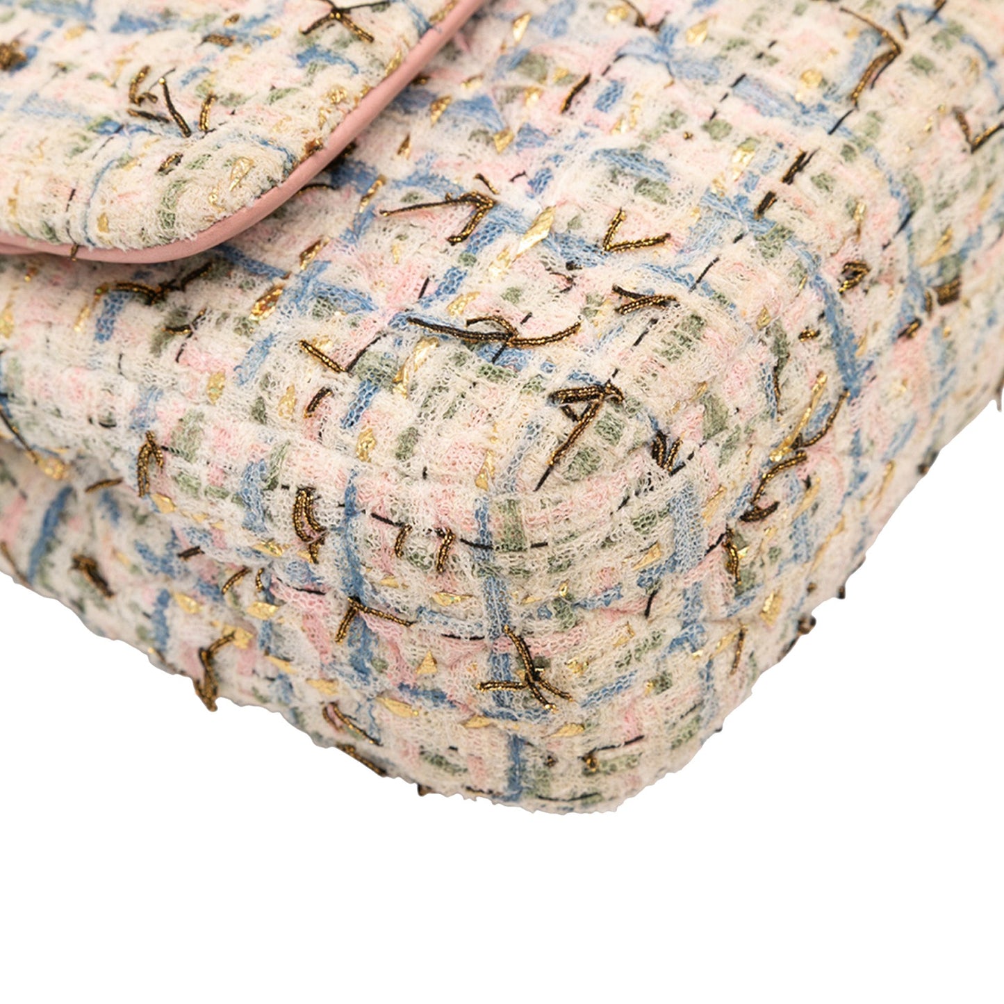 Second hand Chanel Classic Double Flap Medium Tweed Shoulder Bag Pink - Tabita Bags