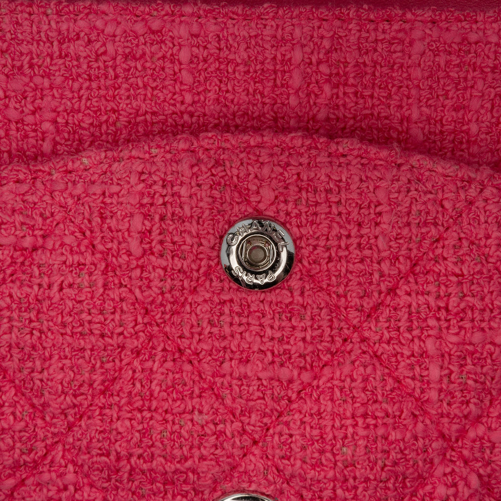 Second hand Chanel Classic Double Flap Medium Tweed Shoulder Bag Pink - Tabita Bags