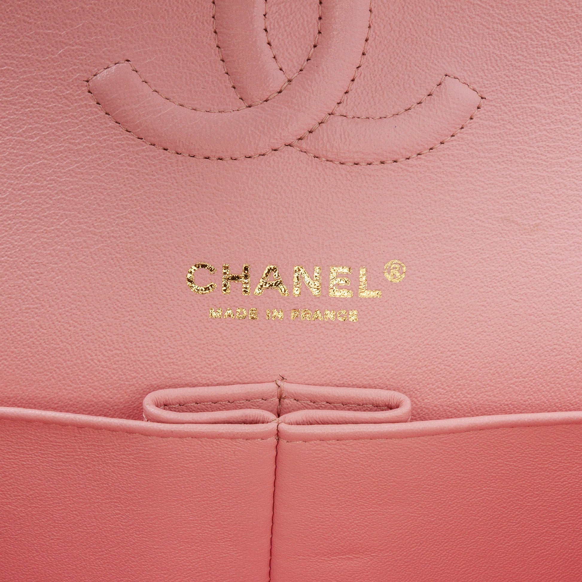 Second hand Chanel Classic Double Flap Medium Tweed Shoulder Bag Pink - Tabita Bags