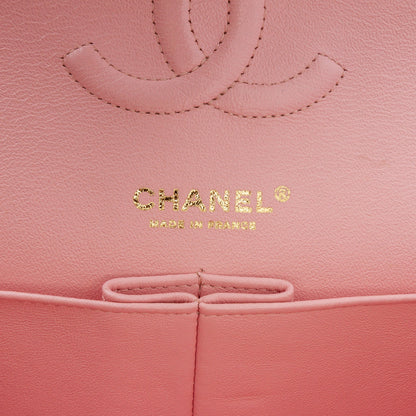 Second hand Chanel Classic Double Flap Medium Tweed Shoulder Bag Pink - Tabita Bags