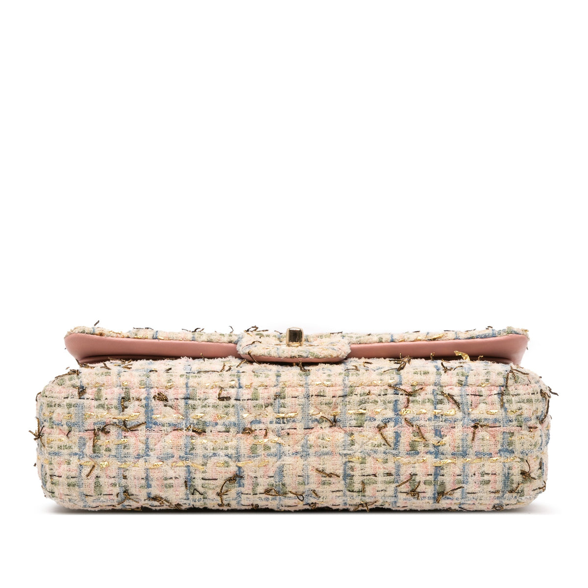 Second hand Chanel Classic Double Flap Medium Tweed Shoulder Bag Pink - Tabita Bags